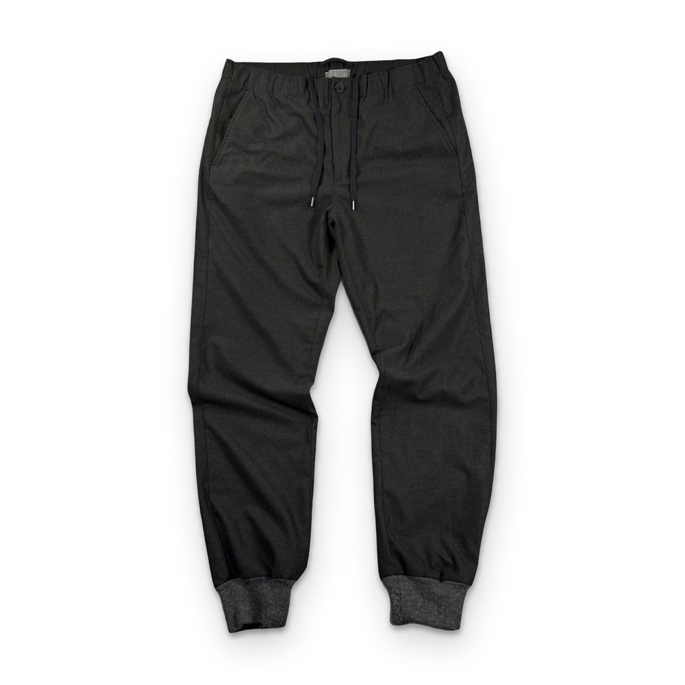 Vince Jogger Mens 34x30 Black Elastic Waist Drawstring Pant - Mended Wool Cuffs